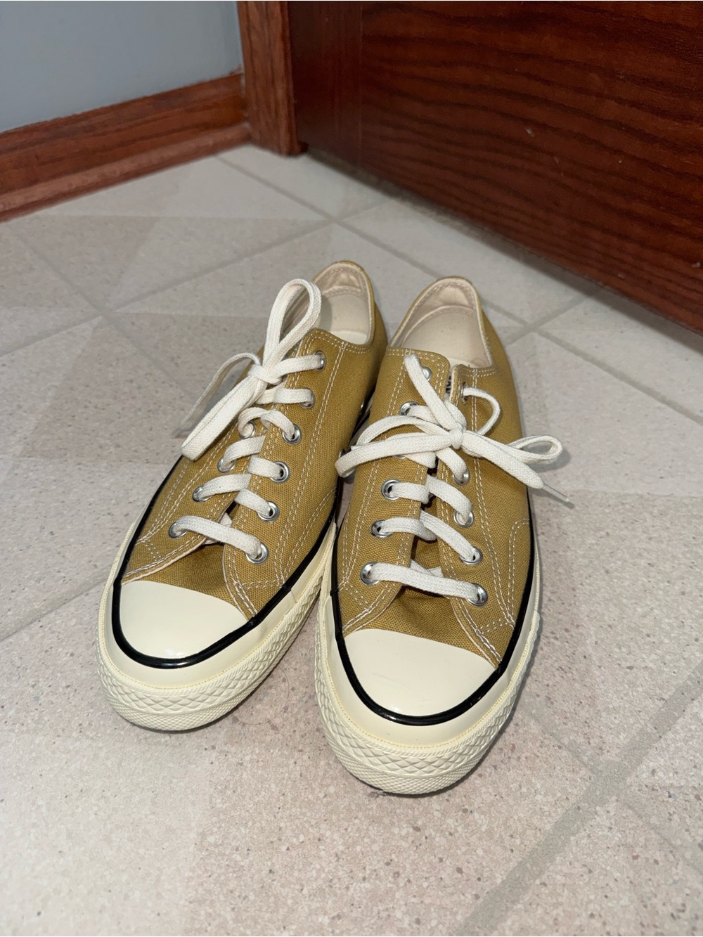 Converse Low-Top Sneakers in Mustard Yellow with Cream Accents